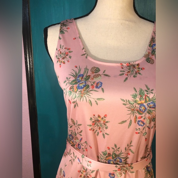 Vintage Baby Pink Floral Sleeveless Belted DressSize S/M - Picture 13 of 16